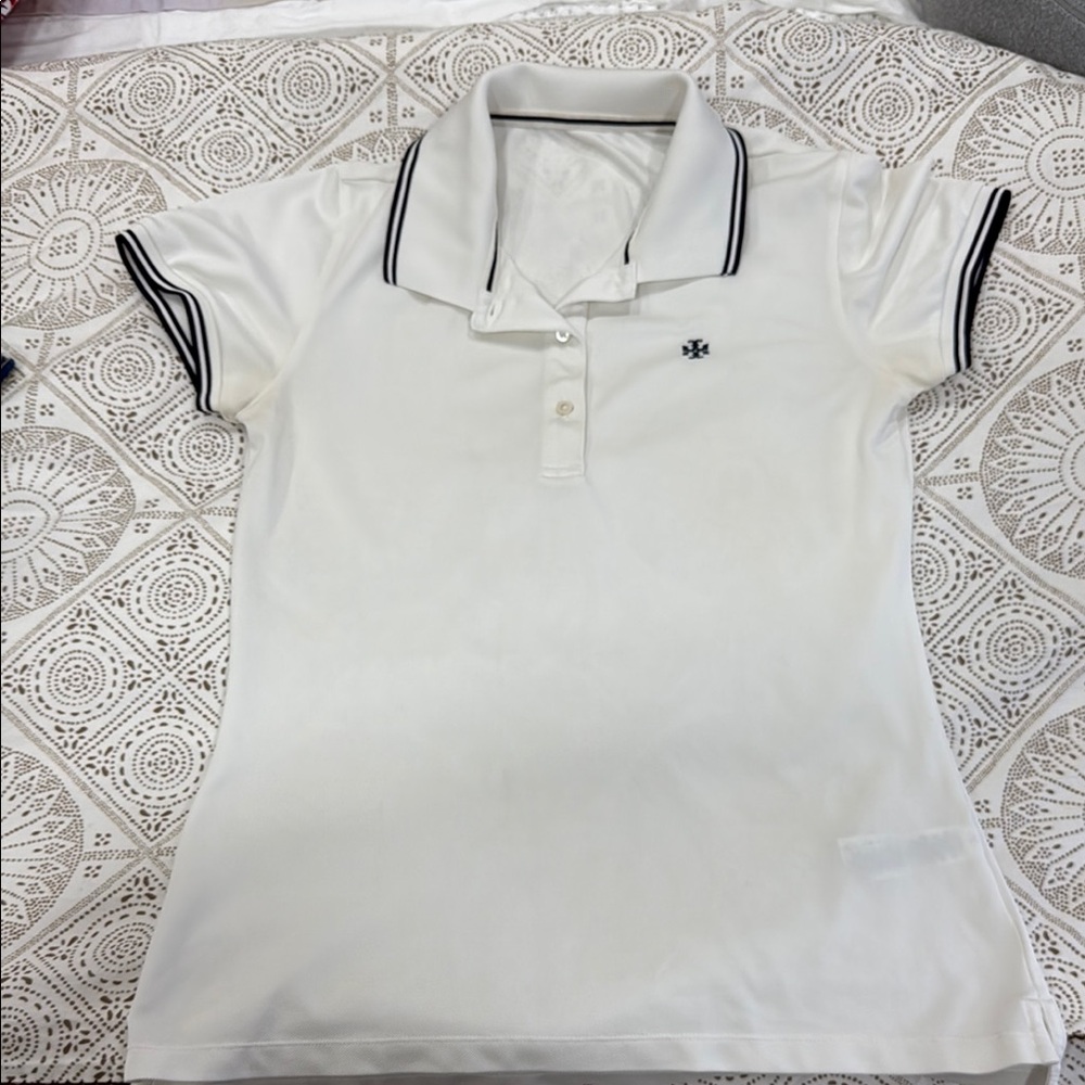 Tory Burch Women’s White Polo Top with Contrast Trim